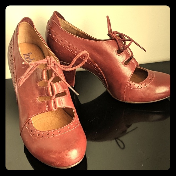 Indigo by Clarks Shoes - Indigo by Clarks Burgundy Leather Retro Heels